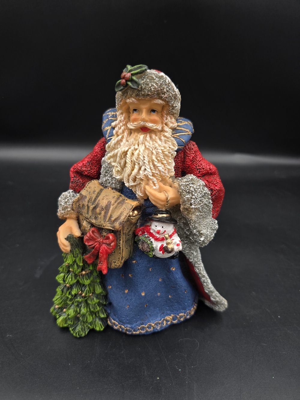 Festive Santa Figurine in Red, Blue, Green - Classic Holiday Decor